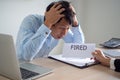 Business men are shocked and stressed The executive sent a letter to dismiss from the job. Business bankruptcy