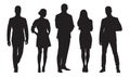 Business men and women, group of people at work. Isolated vector silhouettes Royalty Free Stock Photo