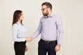 Business men and women shake hands handshake agreement Royalty Free Stock Photo