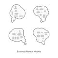 Business mental models vector concept. Isolated black and white algorithm variations