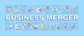 Business merger word concepts blue banner