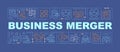 Business merger word concepts dark blue banner