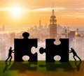 Business metaphor of teamwork with jigsaw puzzle Royalty Free Stock Photo