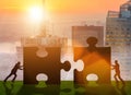 Business metaphor of teamwork with jigsaw puzzle Royalty Free Stock Photo