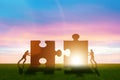 The business metaphor of teamwork with jigsaw puzzle Royalty Free Stock Photo