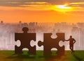 Business metaphor of teamwork with jigsaw puzzle Royalty Free Stock Photo