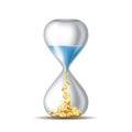 Business metaphor - time is money, hourglass with falling gold coins