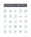Business metrics line icons collection. Financial indicators, Performance measures, Marketing analytics, Sales metrics