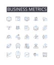 Business metrics line icons collection. Financial indicators, Performance measures, Marketing analytics, Sales metrics