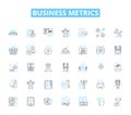 Business metrics linear icons set. KPI, Performance, Analytics, Dashboard, Sales, Revenue, Profit line vector and