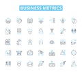 Business metrics linear icons set. KPI, Performance, Analytics, Dashboard, Sales, Revenue, Profit line vector and