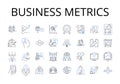 Business metrics line icons collection. Financial indicators, Performance measures, Marketing analytics, Sales metrics