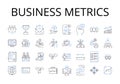 Business metrics line icons collection. Financial indicators, Performance measures, Marketing analytics, Sales metrics