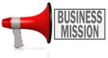 Business mission word with red megaphone