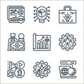 business model canvas line icons. linear set. quality vector line set such as online business, resources, marketing strategy,