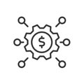 Business model, icon in line design. Business model, strategy, framework, organization, planning, revenue, structure on