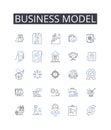 Business Model line icons collection. Refill, Resupply, Restock, Replenish, Renewal, Restoration, Replenishment vector Royalty Free Stock Photo