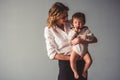 Business mom and baby boy Royalty Free Stock Photo