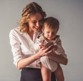 Business mom and baby boy Royalty Free Stock Photo