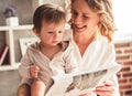 Business mom and baby boy Royalty Free Stock Photo