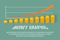 Business money flat bunner growth graph. Coins vector illustration. Coins icon in a flat style. Stack of coins on a