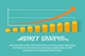 Business money flat bunner growth graph. Coins vector illustration. Coins icon in a flat style. Stack of coins on a