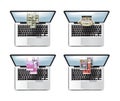 Business. Money online profits. Laptop icon set