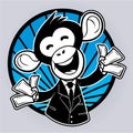 Business Monkey With Blue Circle Color Illustration Royalty Free Stock Photo