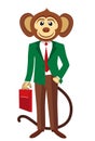 Business monkey in a green blazer. White background. Royalty Free Stock Photo