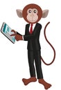 Business monkey with a tablet.White background. Royalty Free Stock Photo