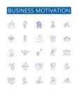 Business motivation line icons signs set. Design collection of Motivate, Drive, Inspire, Progress, Succeed, Triumph