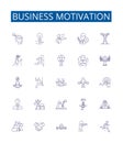 Business motivation line icons signs set. Design collection of Motivate, Drive, Inspire, Progress, Succeed, Triumph