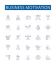 Business motivation line icons signs set. Design collection of Motivate, Drive, Inspire, Progress, Succeed, Triumph