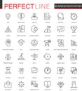 Business motivation thin line web icons set. Discipline organization outline stroke icons design.