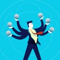 Business multitasking man concept illustration