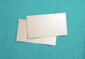 Business name cards paper sheet memo over wooden background vector realistic illustration. Royalty Free Stock Photo