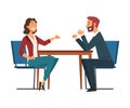 Business Negotiations, Busines People Exchanging Information, Solving Problems, Productive Partnership Cartoon Vector