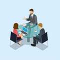 Business negotiations concept flat 3d web isometric infographic