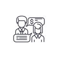 Business negotiations linear icon concept. Business negotiations line vector sign, symbol, illustration.