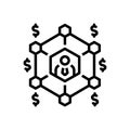 Black line icon for Business Network, network and grid Royalty Free Stock Photo