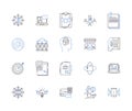 Business networking outline icons collection. Business, networking, contacts, leads, referrals, partners, collaboration