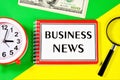 Business news - a text label in the Notepad for recording planning information, a list of tasks and reminders.