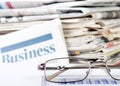 Business the newspaper with chart Royalty Free Stock Photo