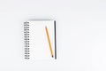 business notepad with pencil on white background