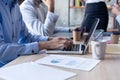 Close up portrait of male hands typing on laptop computer. Royalty Free Stock Photo