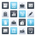 Business, Office and Finance Icons over color background Royalty Free Stock Photo