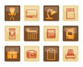 Business, office and firm icons over brown background Royalty Free Stock Photo