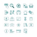 Business office green line vector icons. Royalty Free Stock Photo