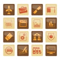 Business and Office Icons over brown background Royalty Free Stock Photo