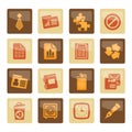 Business and Office Icons over brown background Royalty Free Stock Photo